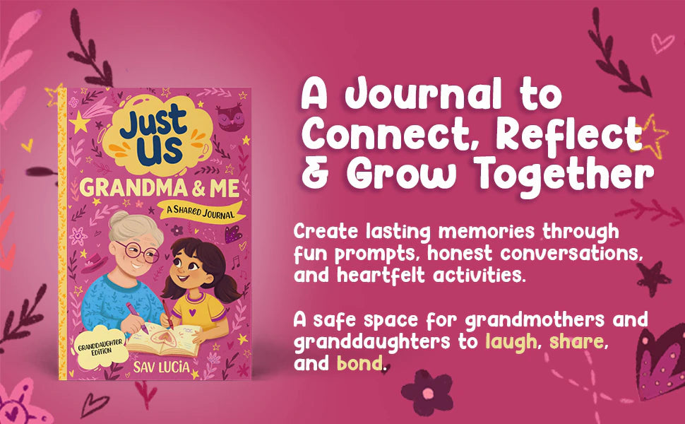 Grandma & Me, Grandmothers & Granddaughters: the cover next to the words: a journal to connect, reflect and grow together.