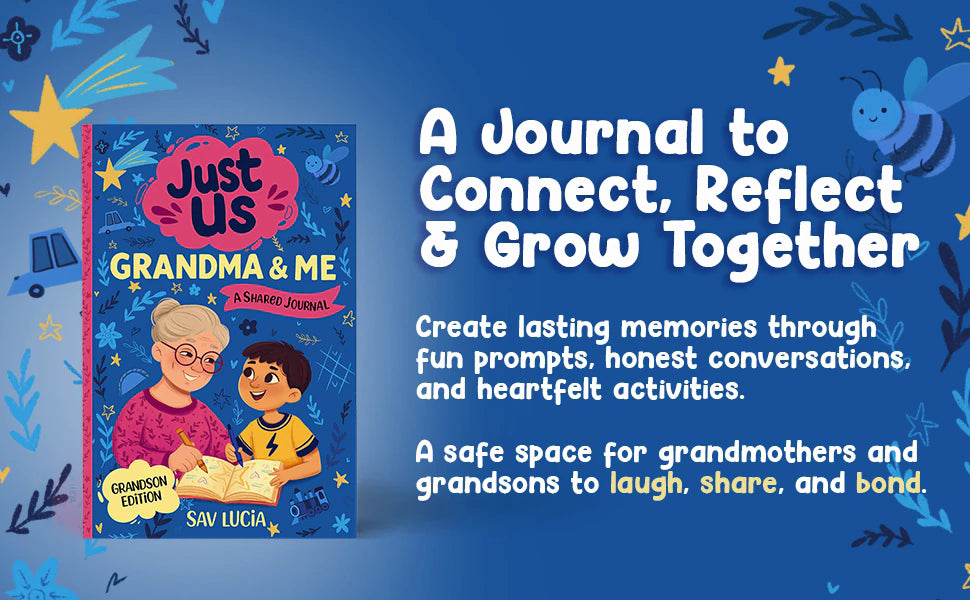 Grandma & Me, Grandmothers & Grandsons: the cover next to the words: a journal to connect, reflect and grow together.