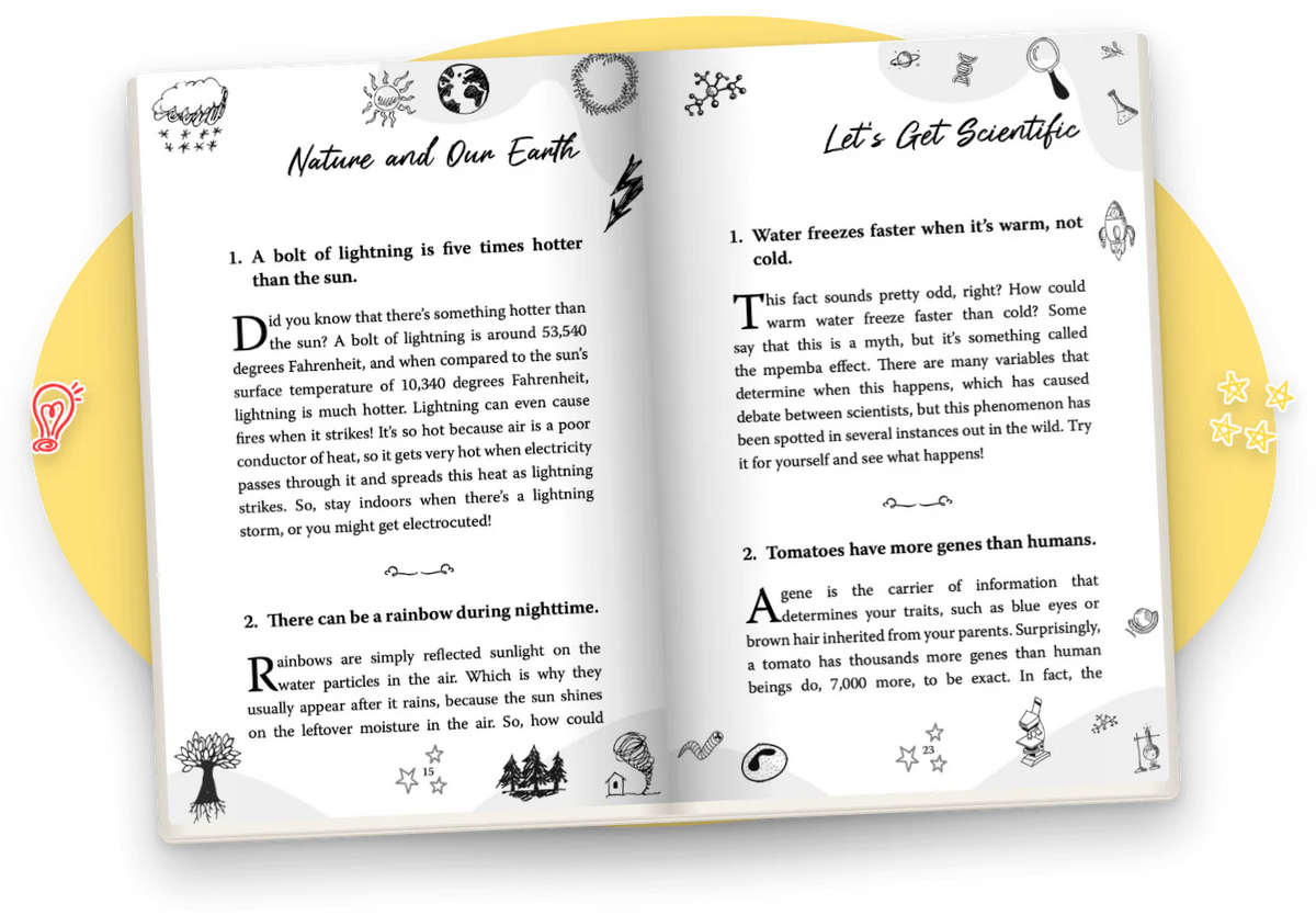 100 Amazing Facts for Kids open at Nature and Our Earth and Let’s Get Scientific.
