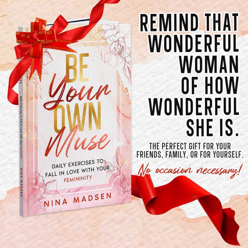 Be Your Own Muse with a red gift bow: the perfect gift for your friends, family, or for yourself.