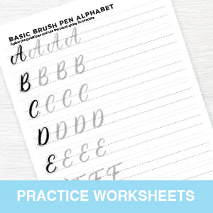 Practice worksheets: Basic brush pen alphabet