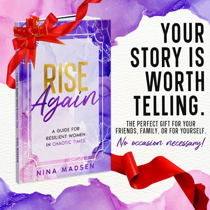 Rise Again with a red gift bow: your story is worth telling, the perfect gift for your friends, family, or for yourself.