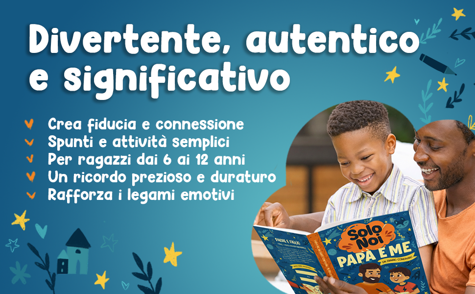 Divertente, autentico e significativo: un bambino sorridente e il suo papà leggono insieme Papà e Me.