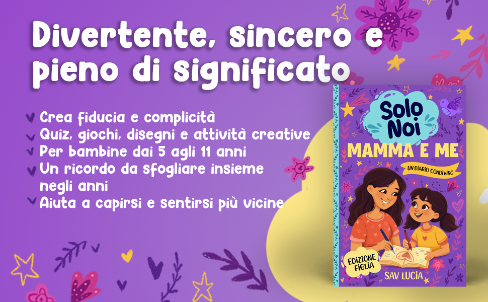 Divertente, sincero e significativo: una mamma e sua figlia si sorridono sopra una pagina, tra le matite colorate.