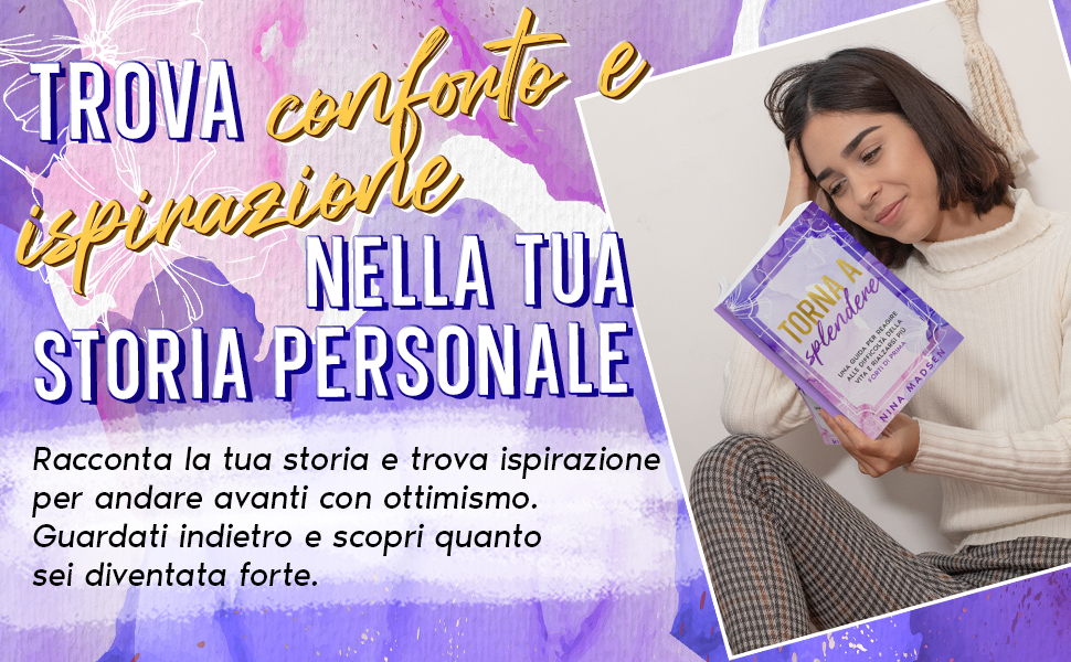 Una donna sorridente abbraccia Torna a splendere: trova conforto e ispirazione nella tua storia.
