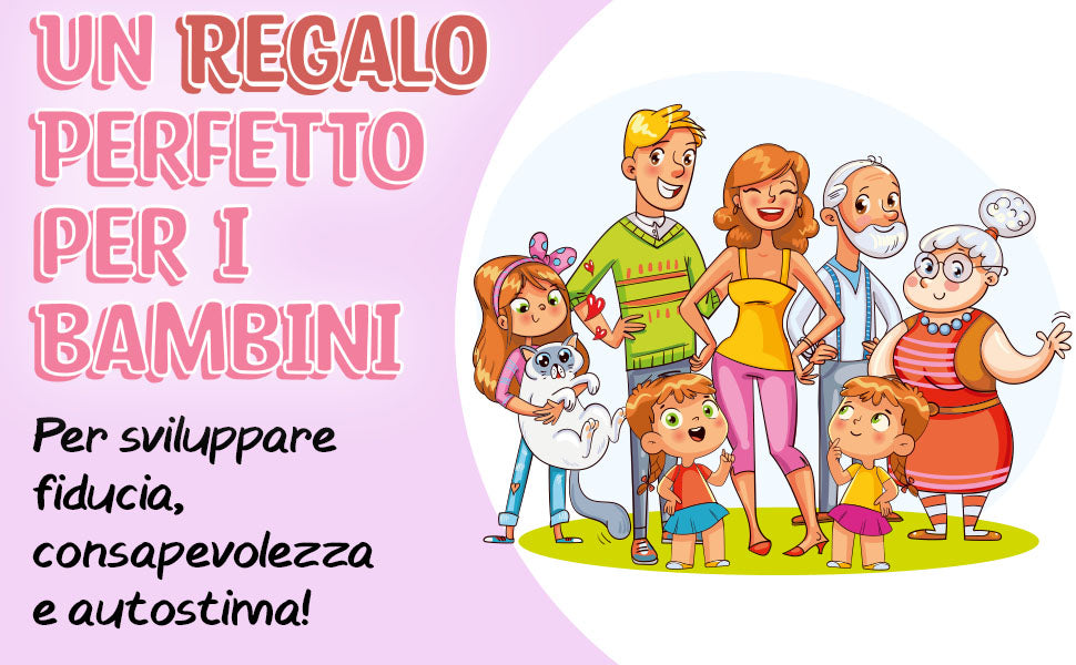 Il regalo giusto per far crescere fiducia e autostima: una grande famiglia sorridente, dai nonni ai più piccoli.