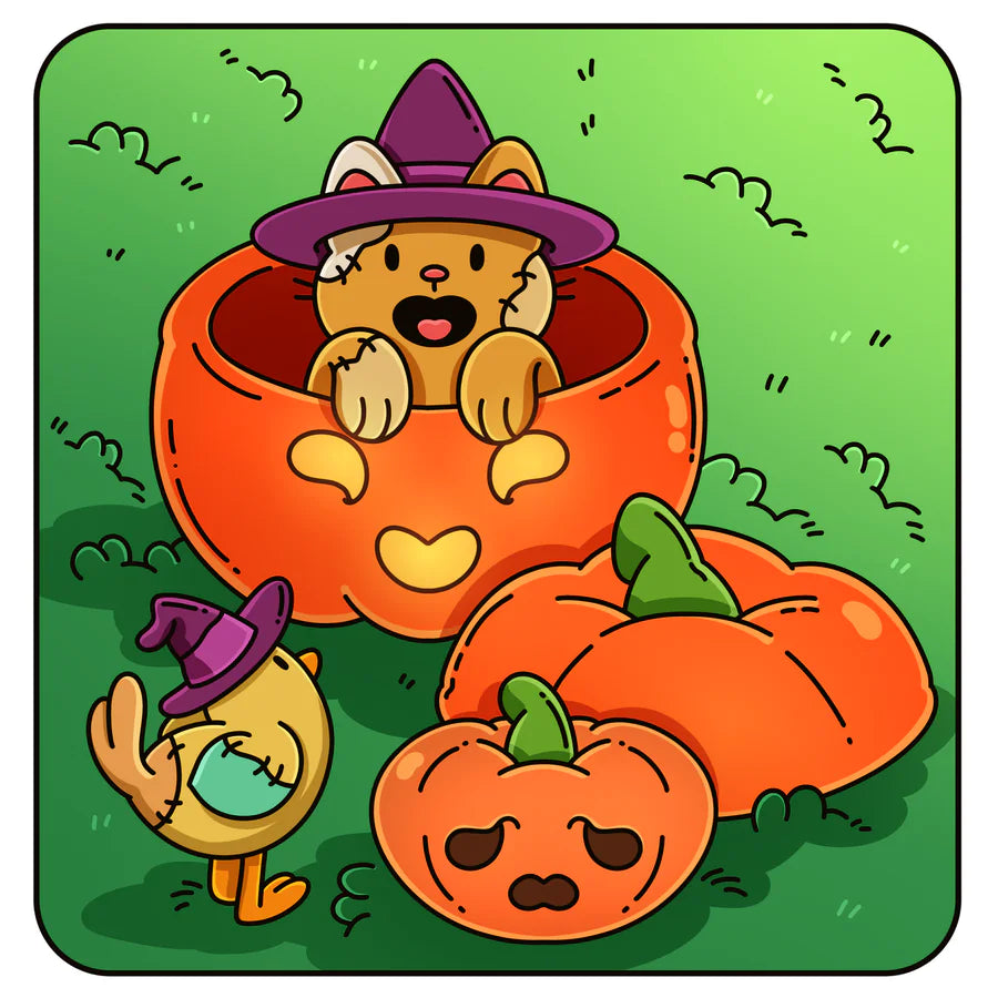 The same pumpkin cat page, colored by Saemi Oliveira