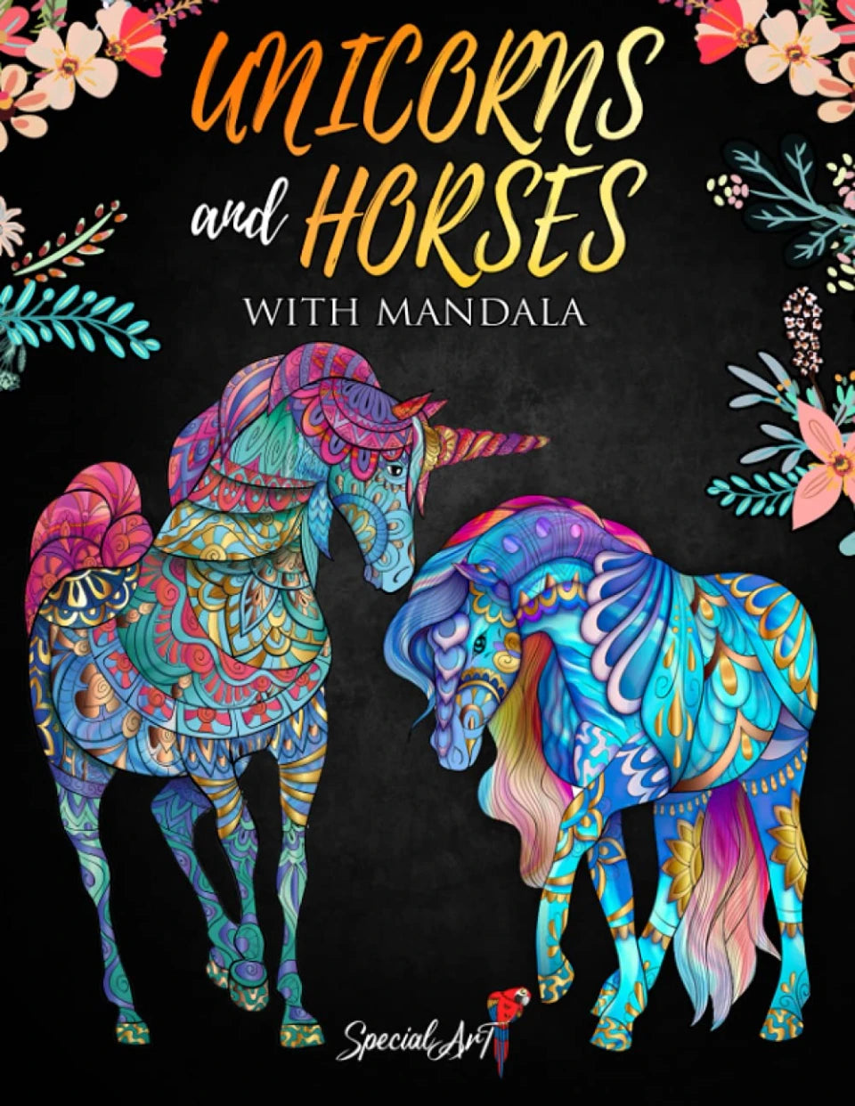 Unicorns and Horses with Mandalas, front cover