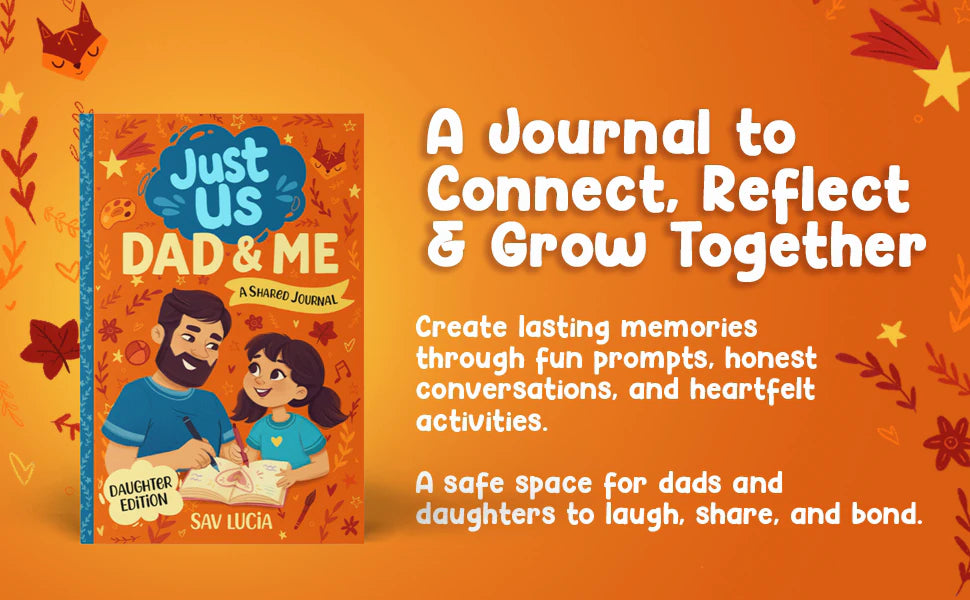 Dad & Me, Daughter Edition: the cover next to the words A Journal to Connect, Reflect & Grow Together.
