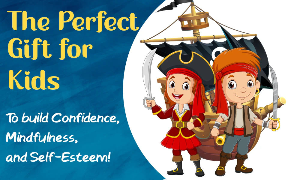 The perfect gift for kids to build confidence and self-esteem: two young pirates in front of their ship.