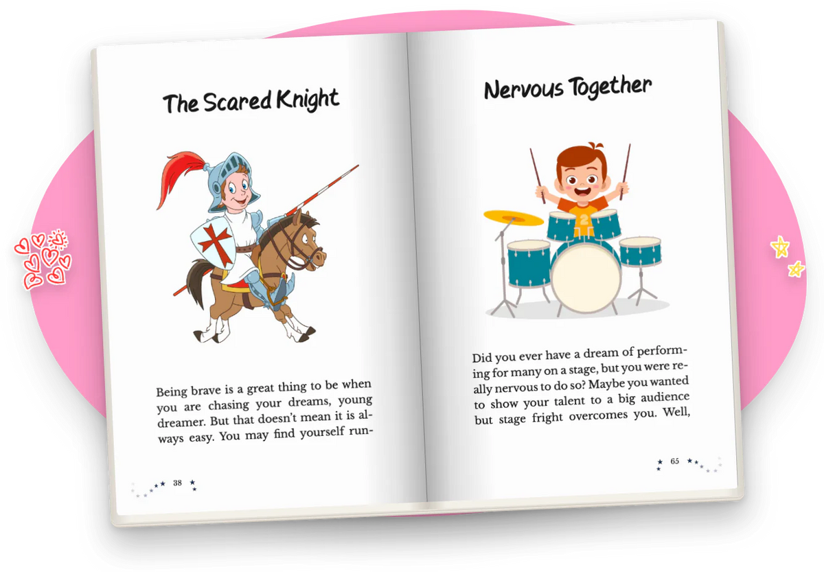 Never Stop Dreaming open at The Scared Knight and Nervous Together, in color.