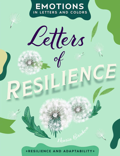 A hand-lettered book cover with dandelions and leaves