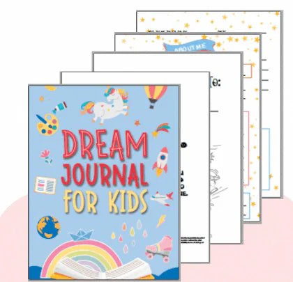 The cover and inside pages of Dream Journal for Kids