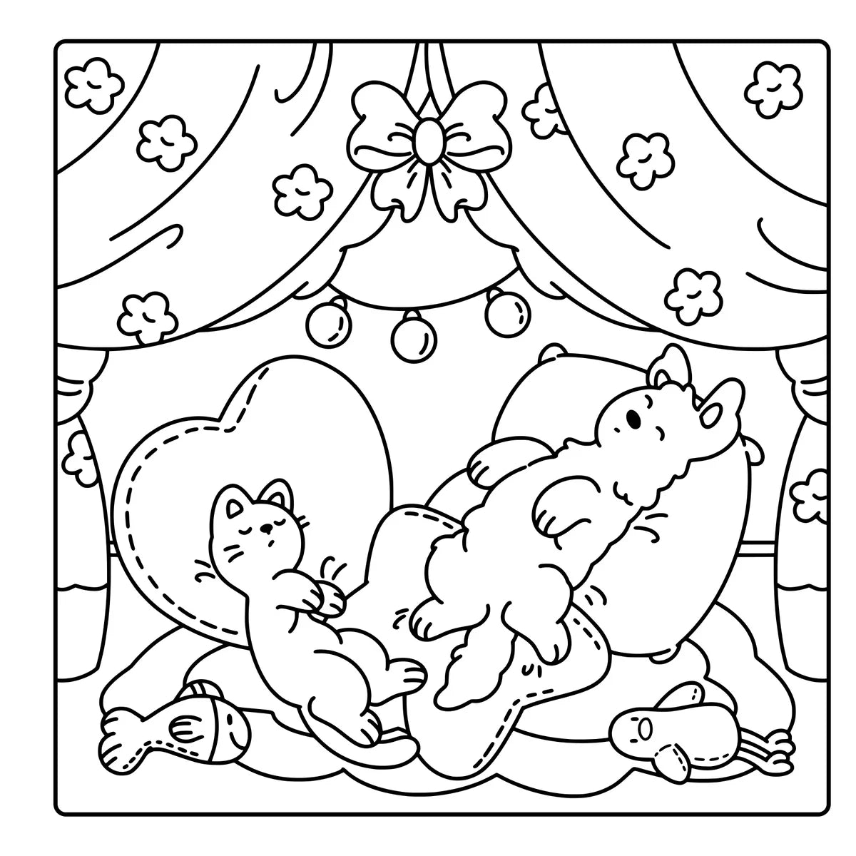 Cozy Pet Days, inside page: A cat on a heart cushion
