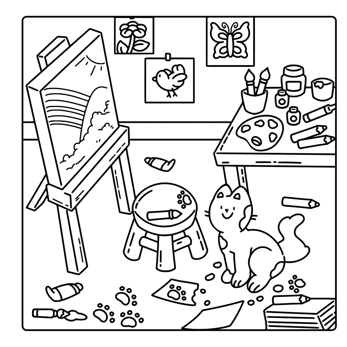 Cozy Pet Days, inside page: A kitten at the easel