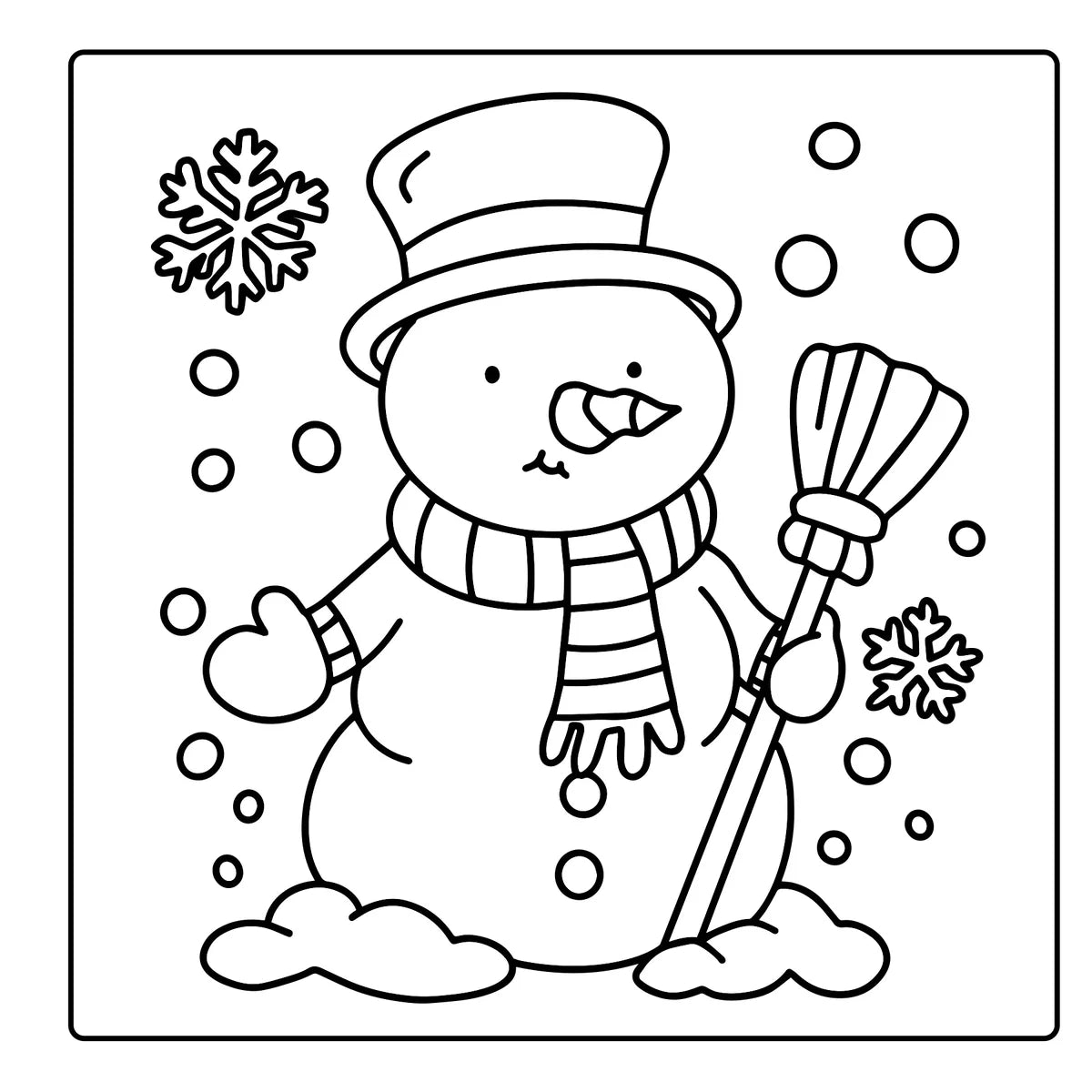 Cozy Winter, inside page: A snowman with his broom