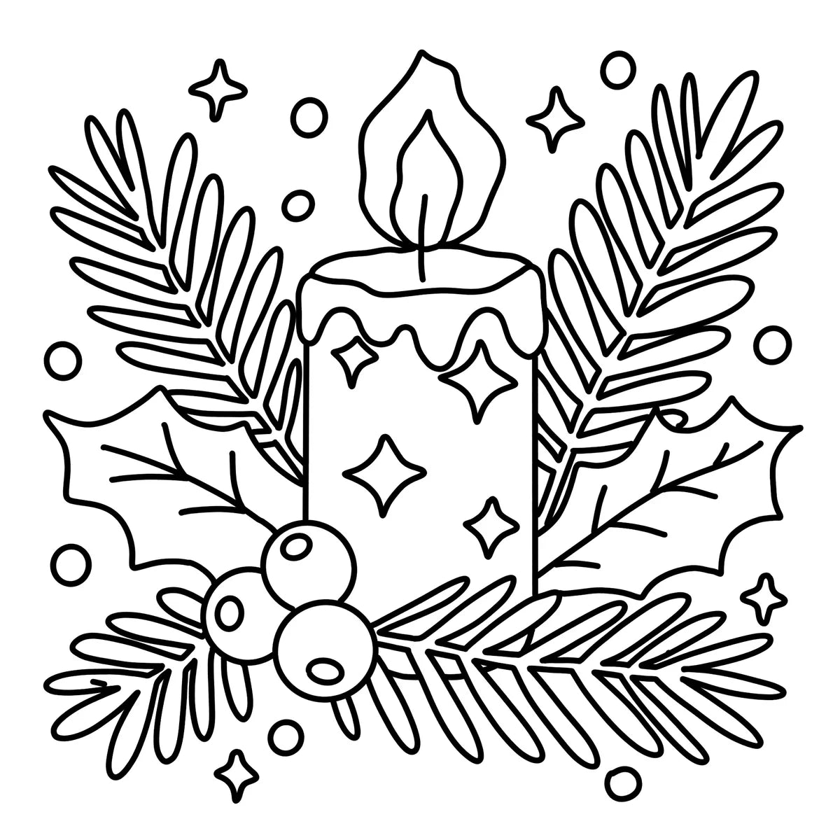 Cozy Winter, inside page: A candle with holly