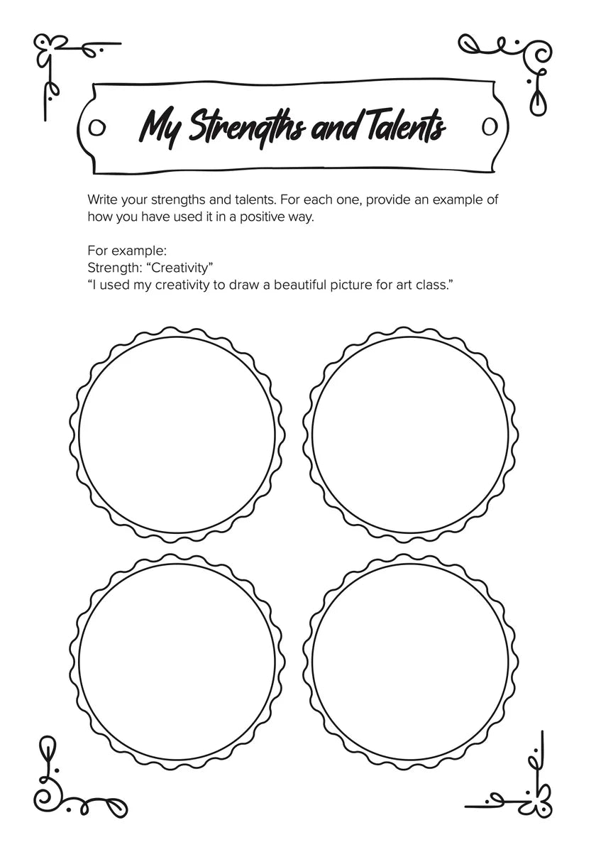 Empowering Journal for Girls, inside page: My Strengths and Talents