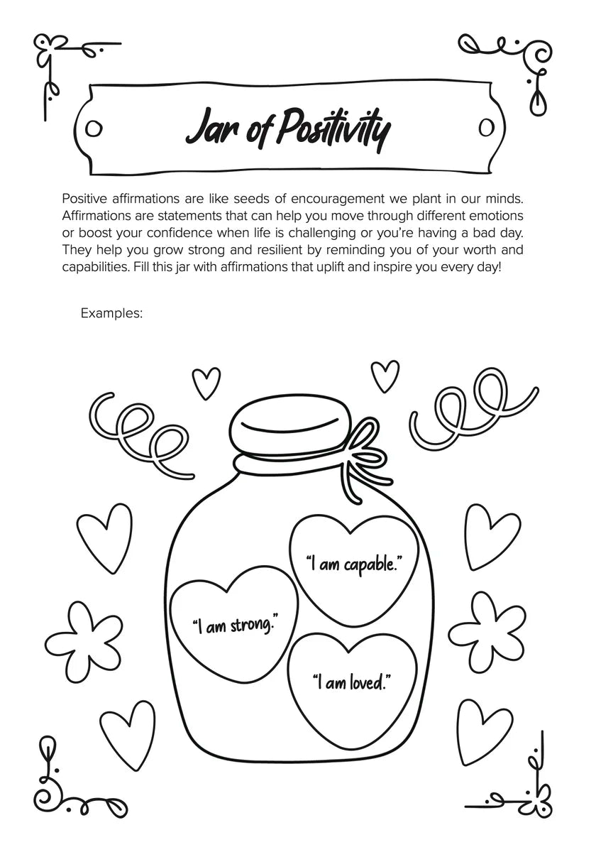 Empowering Journal for Girls, inside page: Jar of Positivity