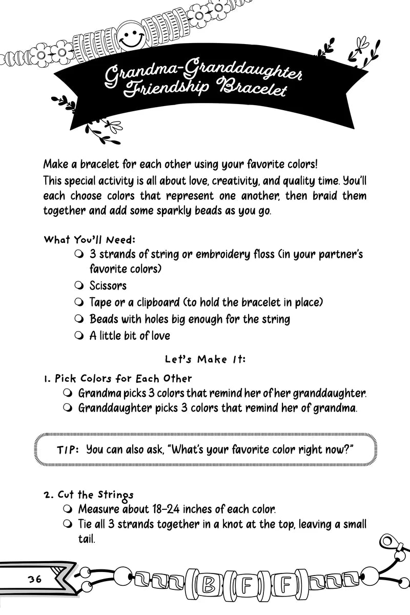 Grandma & Me, Grandmothers & Granddaughters, inside page: A friendship bracelet