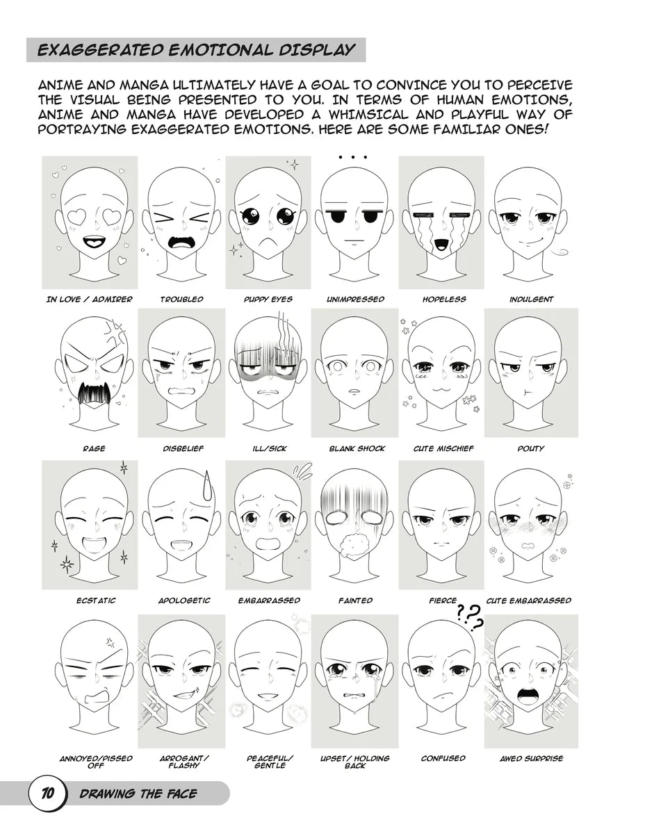 The Ultimate Guide on How to Draw Anime & Manga for Beginners, inside page: Expressions