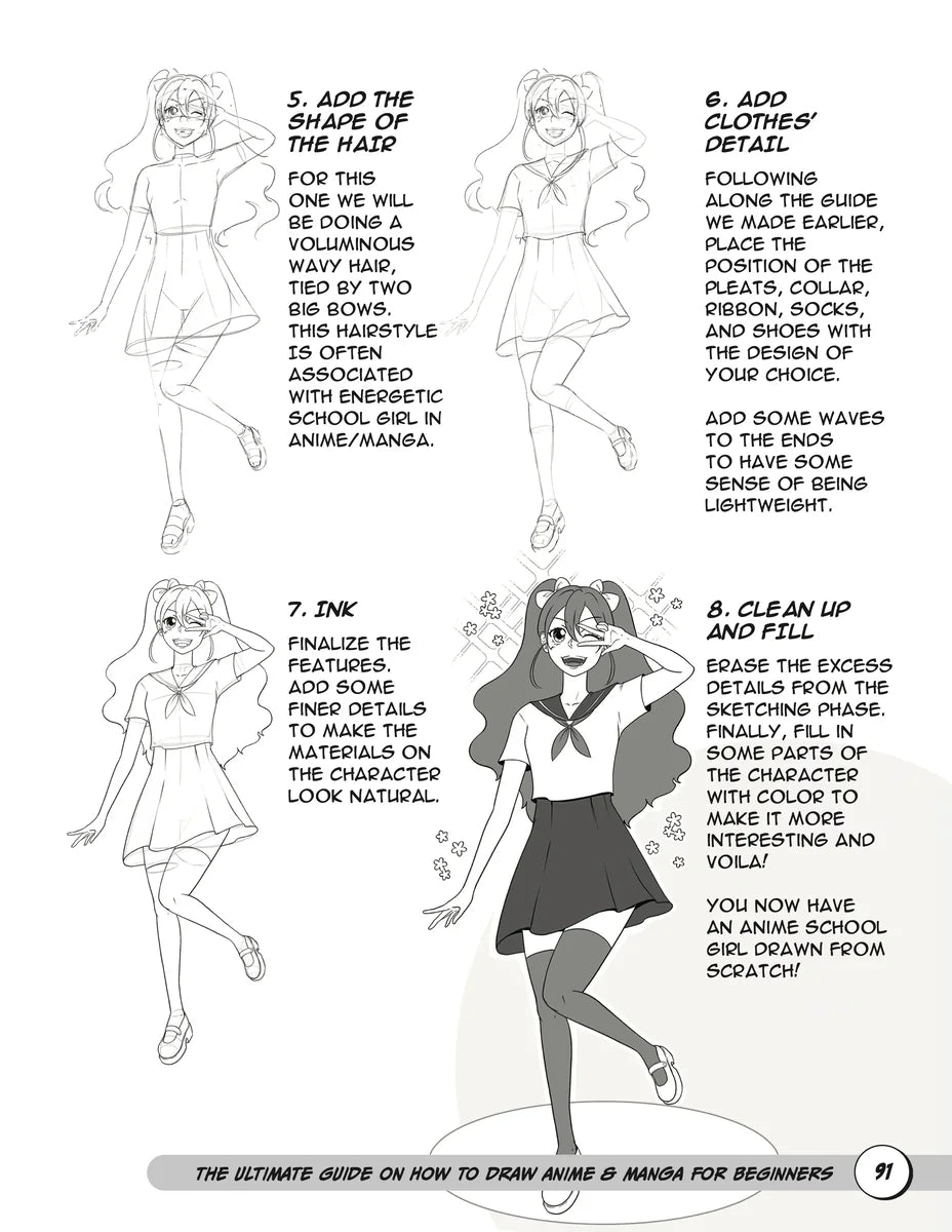The Ultimate Guide on How to Draw Anime & Manga for Beginners, inside page: Clothes and details