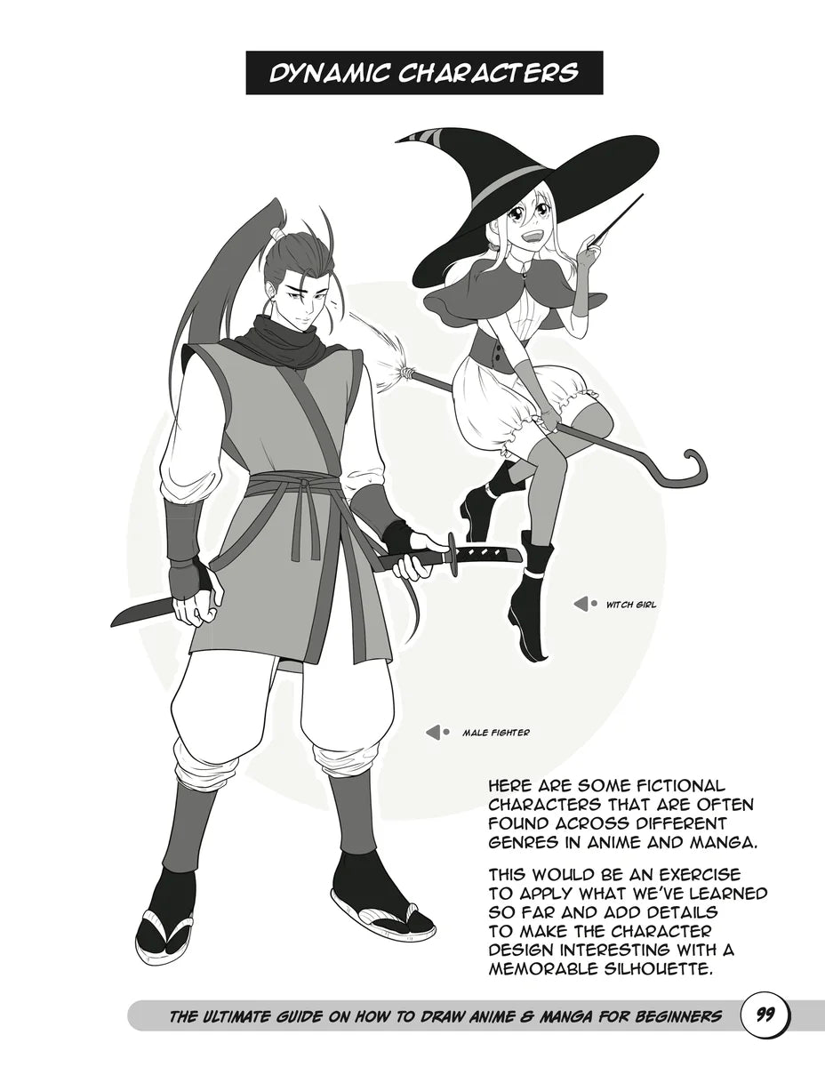 The Ultimate Guide on How to Draw Anime & Manga for Beginners, inside page: Dynamic characters