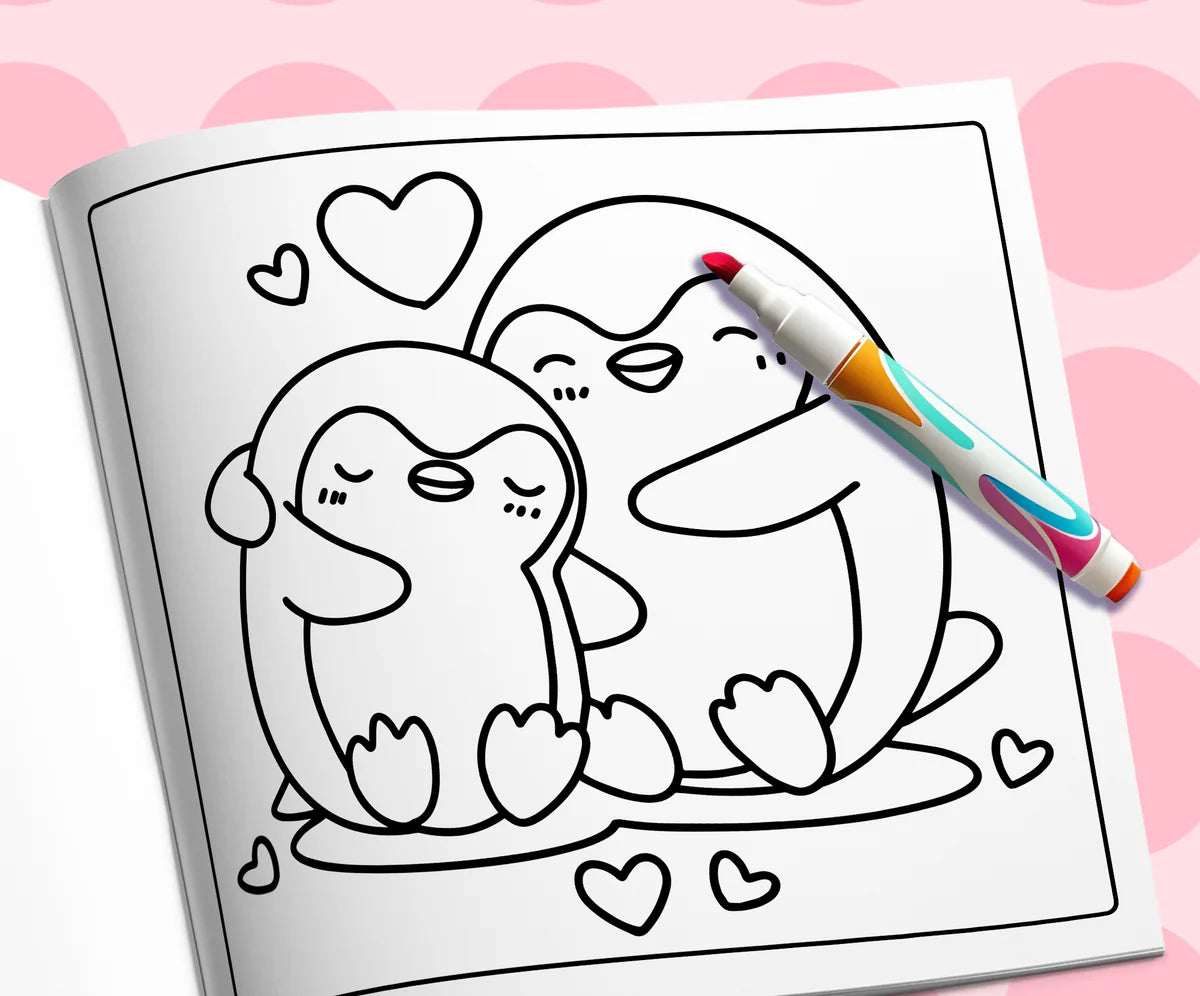 Open book: two penguins in love