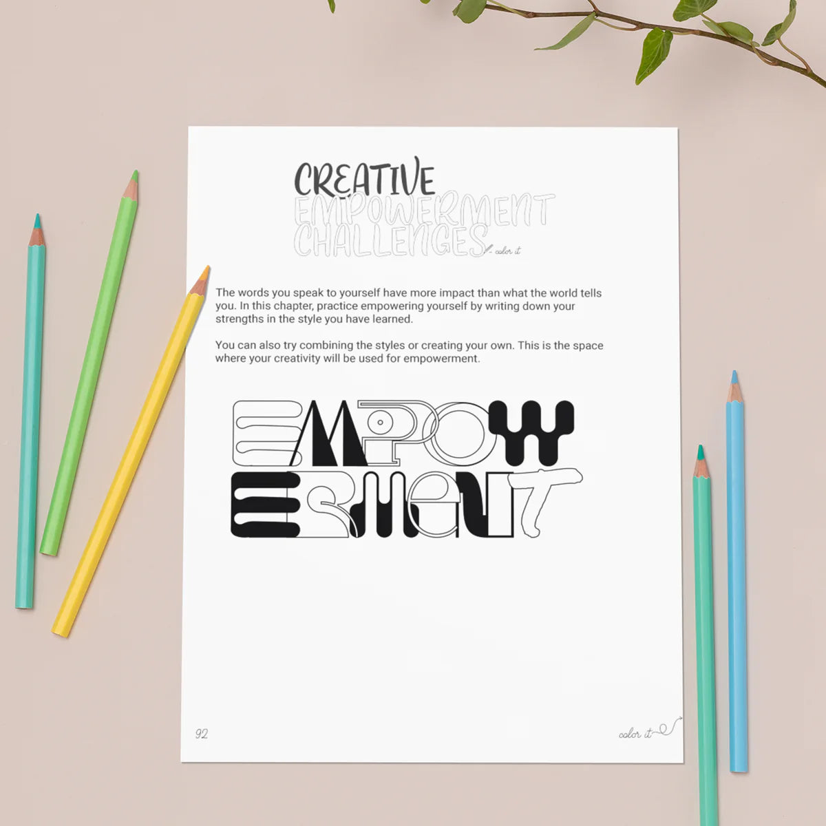 The Creative Empowerment Challenges page, with the word Empowerment in bold letters.