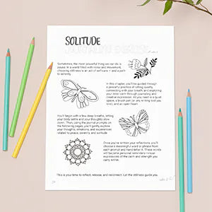 The Solitude journaling page, with butterflies and a mandala.