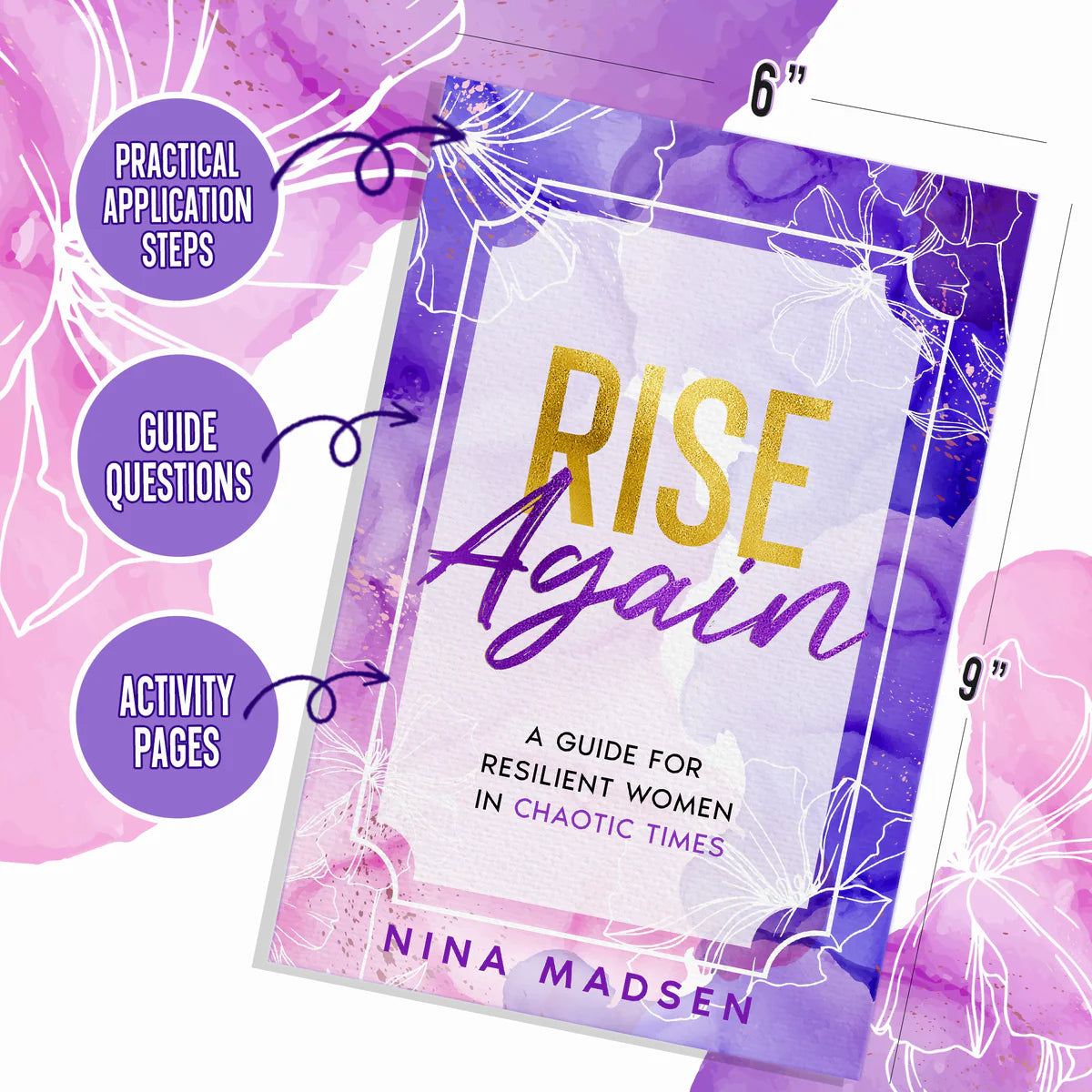 Rise Again is 6 by 9 inches, with practical application steps, guide questions and activity pages.