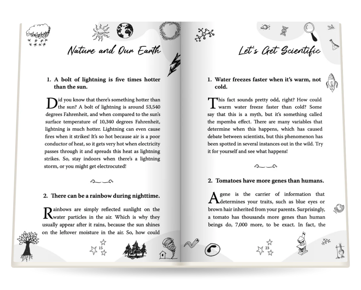 100 Amazing Facts for Kids open at Nature and Our Earth and Let’s Get Scientific