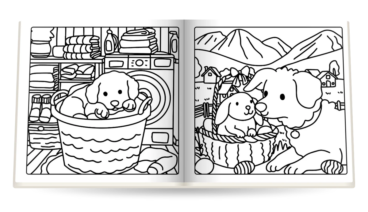 Cozy Dog Life open at A puppy in the laundry basket and A picnic in the mountains