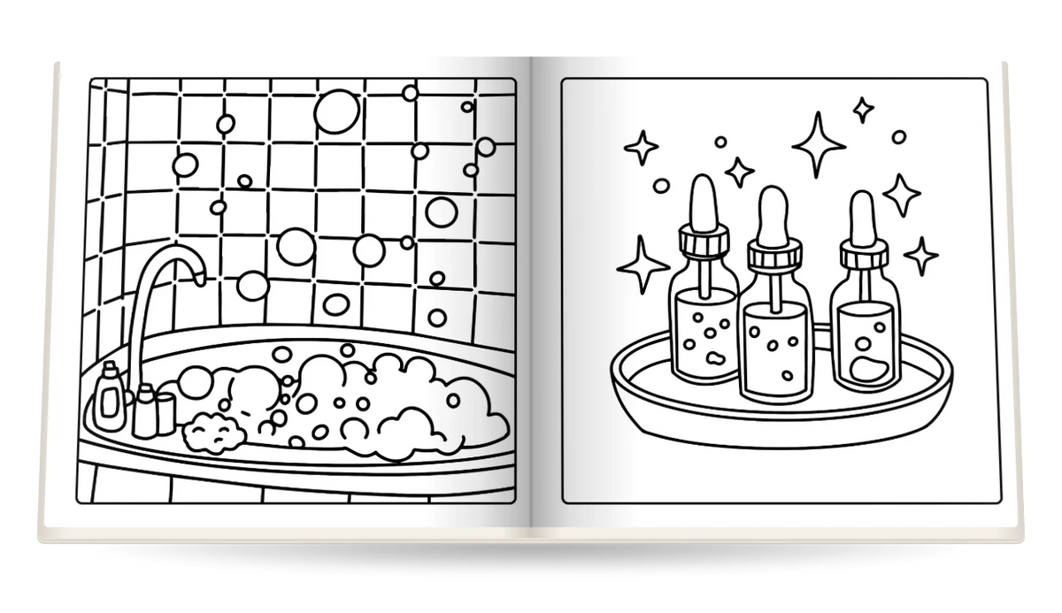 Girl Things open at A bubble bath and A tray of serums