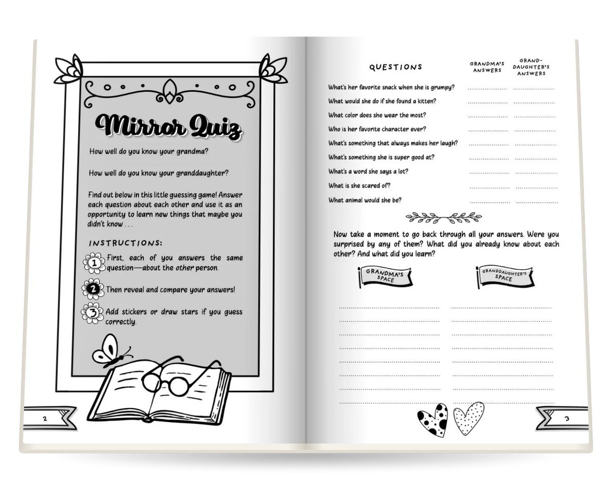 Grandma & Me, Grandmothers & Granddaughters open at Mirror Quiz and Questions for both of you